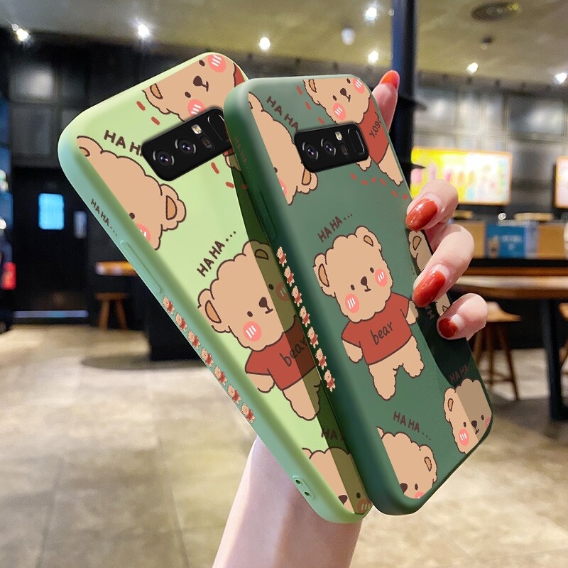 For Samsung galaxy Note 10 LITE Note 10 PLUS Note 20 ULTRA Note 8 Note 9 Phone Case with cute cartoon Plush Bear Shockproof soft Back Cover Liquid Silicone side Pattern Camera Full Lens side protector casing for girls