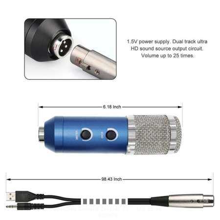 EVOL ไมค์ ไมค์อัดเสียง คอนเดนเซอร์ Condenser Mic Microphone พร้อม ขาตั้งไมค์โครโฟน และอุปกรณ์เสริม