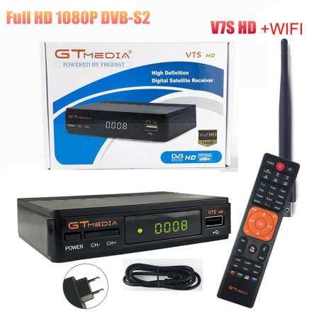 Abbottstore V7S HD DVBS2 เครื่องรับสัญญาณดาวเทียมเครื่องแปลงไฟล์ดิจิตอล 1080 P เสาอากาศ WiFi USB