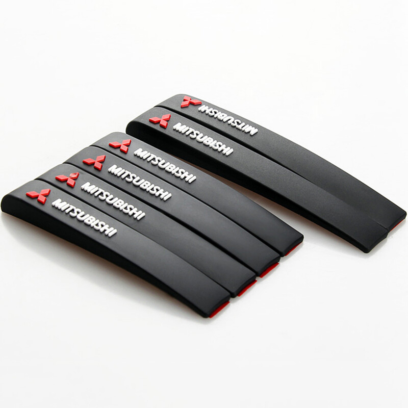LAIFU 6PCS/Set Mitsubishi emblem Car Door Edge Guard Strip Scratch Protector Rearview Mirror Protector Rubber Bumper Anti-collision Sticker Trim Guard
