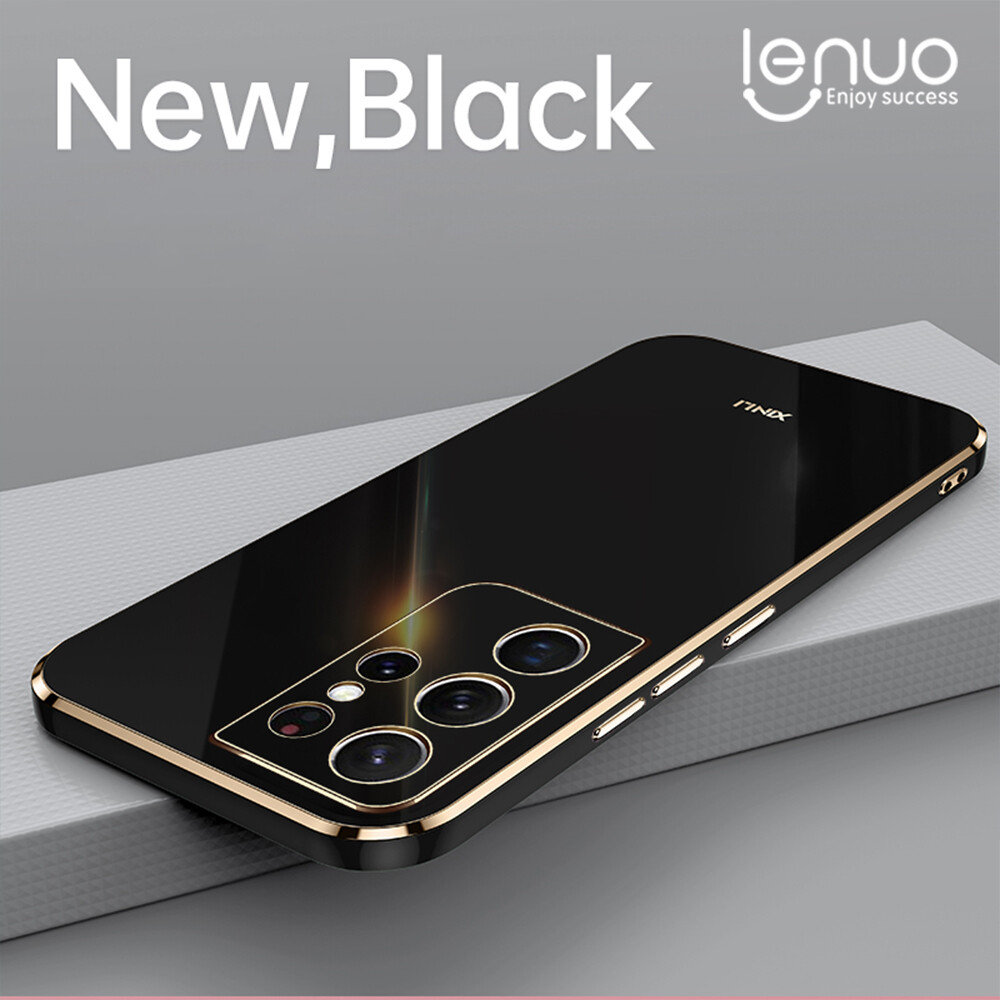 Lenuo Luxury 6D Plating Soft Casing Silicone Square Frame Phone Case For Samsung Galaxy Note20 Ultra 5G Note 10 Plus Phone Case Shiny Bling Back Cover Coque