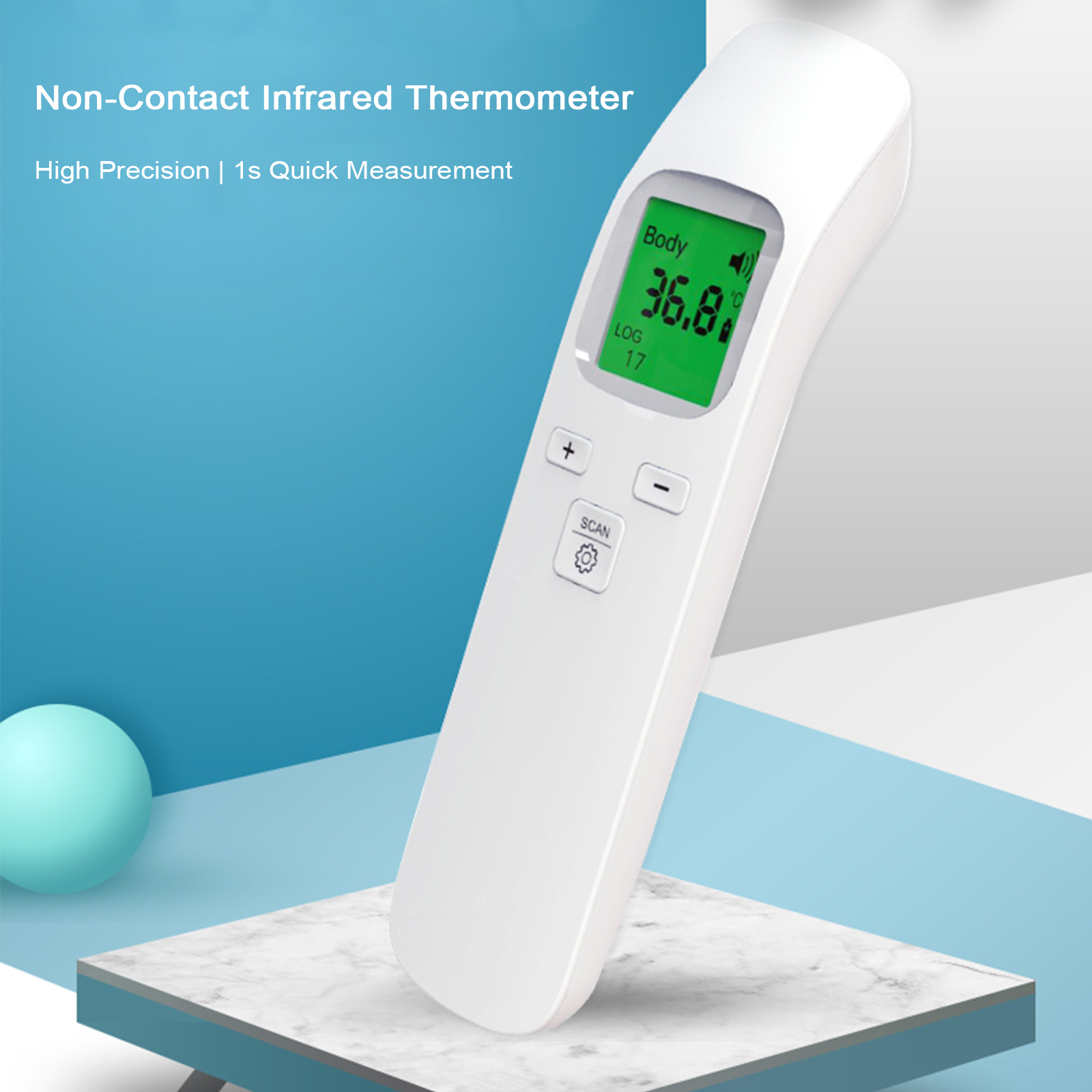 Non-Contact Infrared Thermometer Handheld Digital Forehead Thermometer Portable Body Object Temperature Gauge °C/°F Switchable LCD Backlight Display