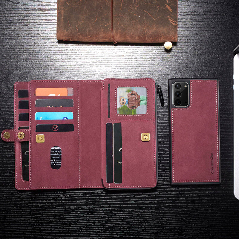 For Samsung Galaxy S20 Note20 S21 Ultra Note10 Plus A51 A71 Multifunction Genuine Leather Wallet Phone Bag Removable Case Cover