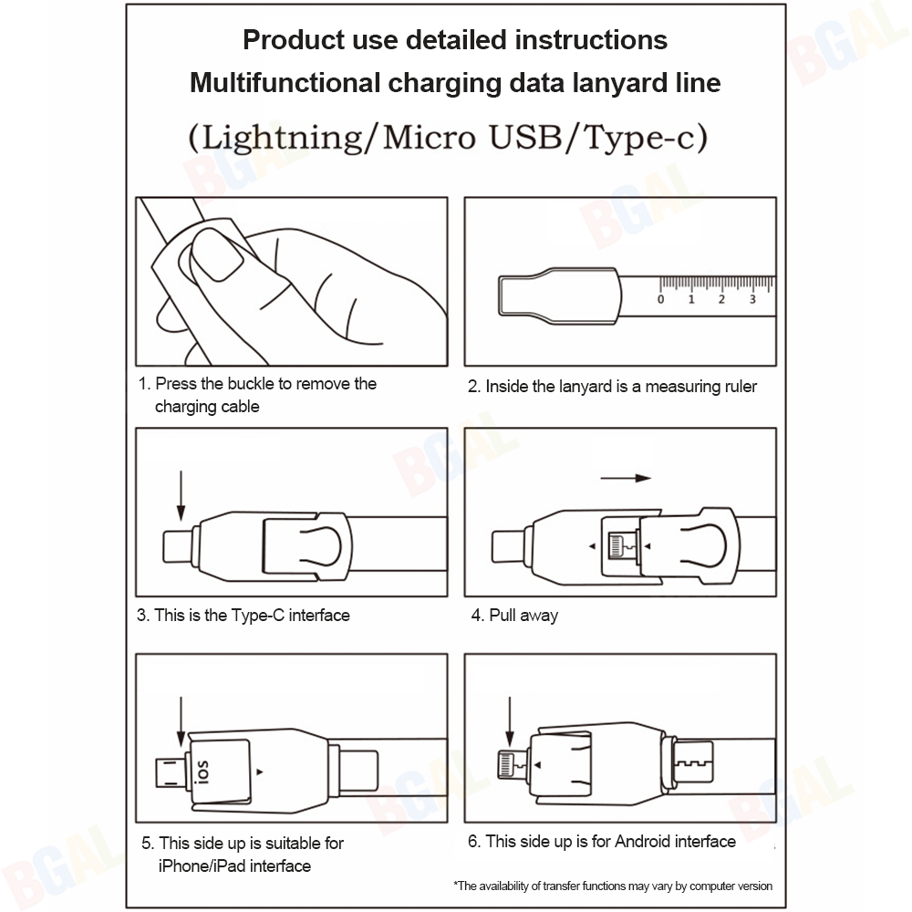 100% Authentic Disney Cable Fast Charging Lightning Cable 3 in 1 Charging Cables Micro USB Type-C 3A 28cm for all smart devices LY1