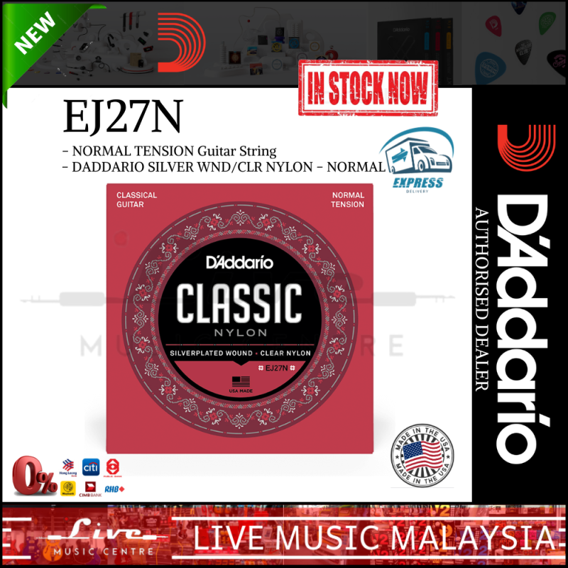 DAddario EJ27N - Nylon Classical Strings, Normal Tension (DAddario) Malaysia