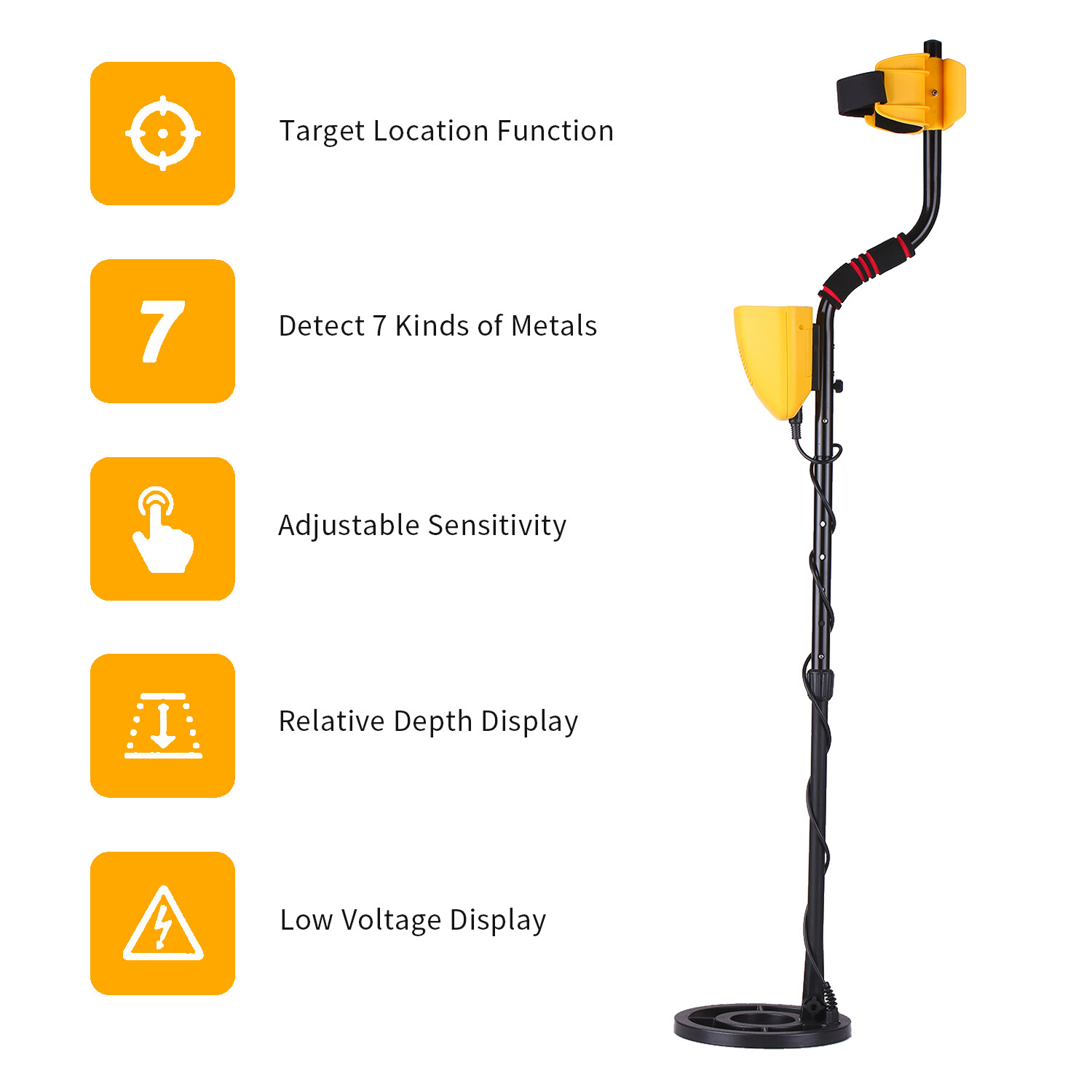 KKmoon Professional Metal Detector P/P Function Disc Mode High Sensitivity Adjustable Waterproof Metal Finder 7 Target Categories Underground Treasure Hunter LCD Display