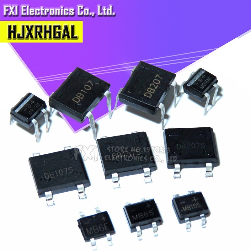 20pcs mb6f mb6s mb10s mb6m db107s db157s db207s db107 db207 rectifier bridge sop dip bridge stack 0.5a 1a 600v 1000v