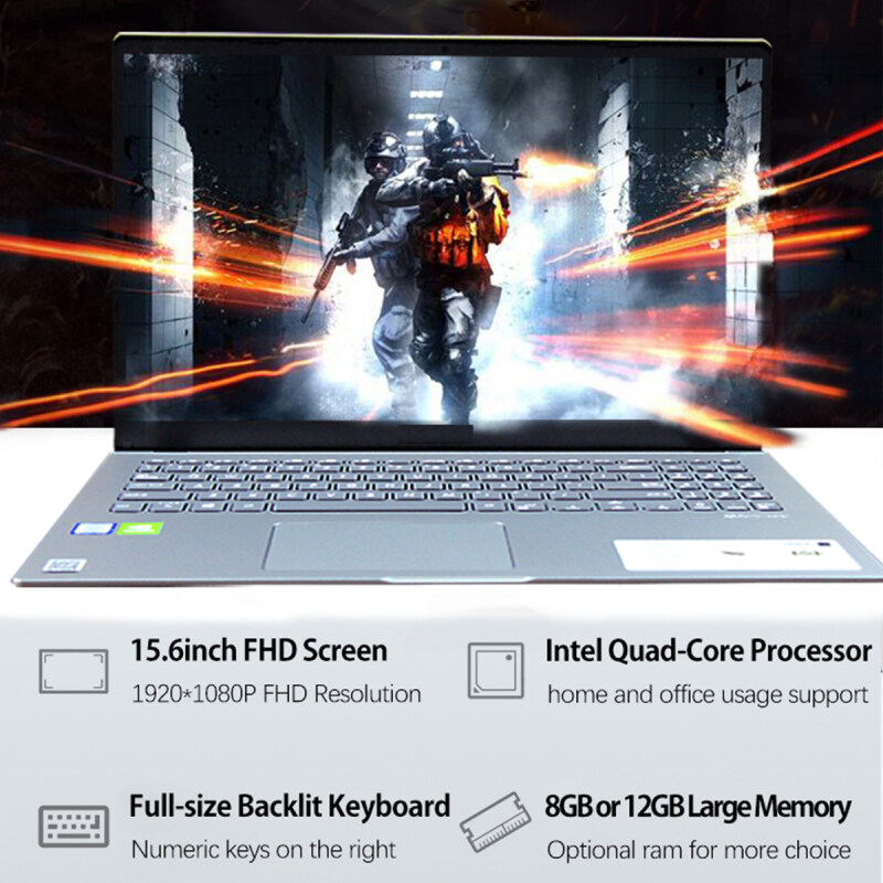 New 2020 gaming laptop 15.6-inch quad-core CPU 1920*1080P Full HD 8GB Ram max 128GB SSD Win10 system school laptop Intel Celeron J4115 8 GB RAM 128GB SSD laptop Malaysia