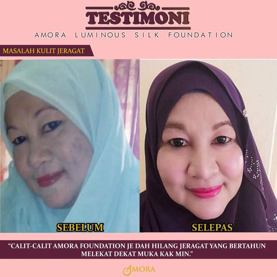testimoni amora luminous silk foundation
