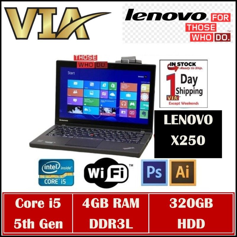 Feather Lightweight LENOVO X250 ULTRABOOK~Core i5~4GB DDR3L~320GB HDD~W10~Dual Battery Included~WEBCAM Malaysia
