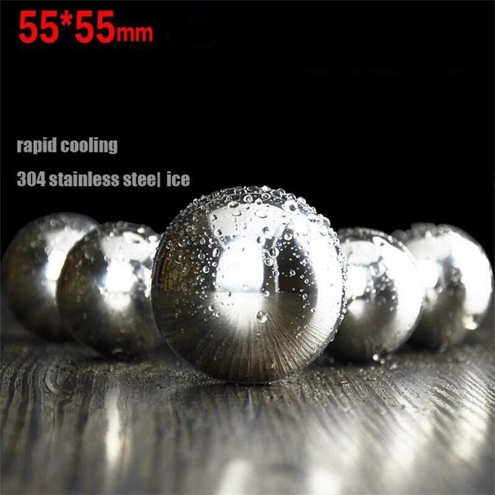 Set of 2 Stainless Steel Ice Ball Ice Cubes Reusable Chilling Stones