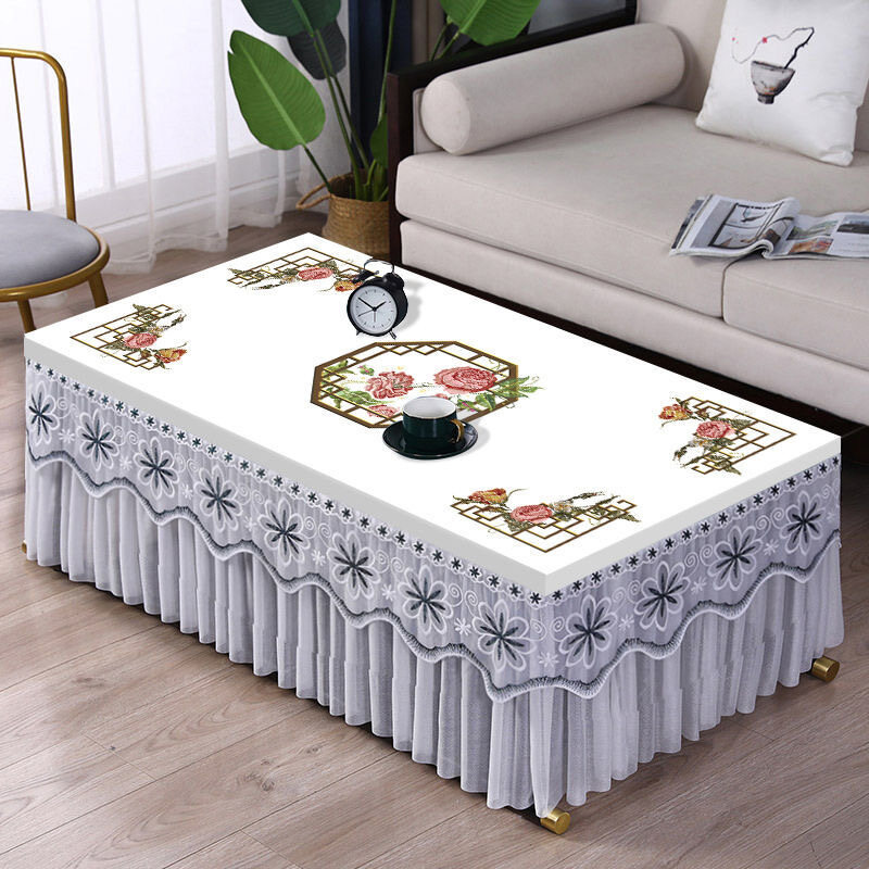 Coffee table cover table cloth senior sense new Chinese style solid wood mahogany retro waterproof anti-scalding no-wash rectangular household all-pack leather coffee table cushion table cover