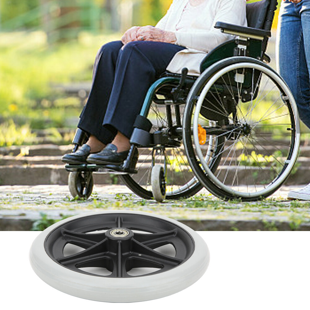 Wheelchair front wheels, 8 \"rubber single wheel front wheel handlebar 120 kg Maximum load front wheel wheelchair wheel 0.3 inch bearing inner diameter anti-slip wheel