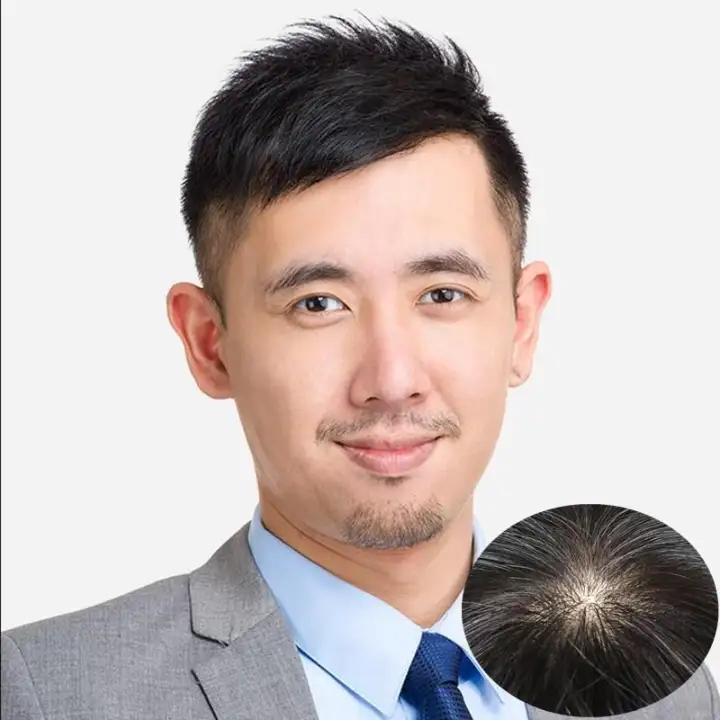 18 22cm Trimmed Men Toupee Breathable Real Human Hair Natural