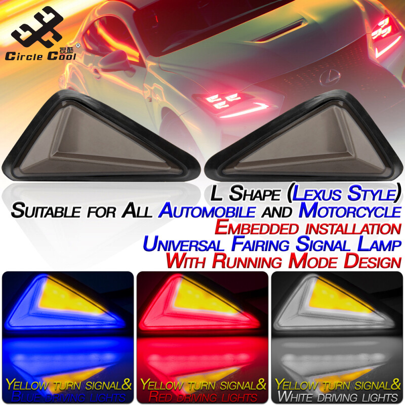 Circle Cool 1 Pair Motorcycle Embedded Installation L-shaped Light-guided Led Turn Signal Side Signal Lamp
