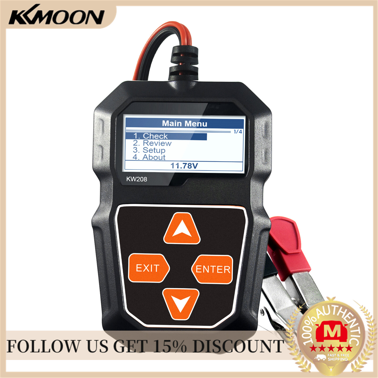 KONNWEI KW208 12V Car Battery Load Tester Professional Automotive Alternator Analyzer - Waveform Voltage Test for Car/Boat/Motorcycle