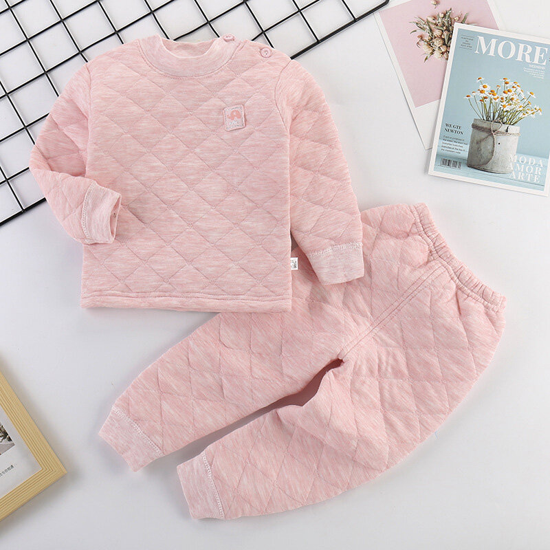 IP Children's Clothes Children's Thermal Underwear Set Padded 1-6 Years Old Baby Three-layer Warm Padded Pajamas