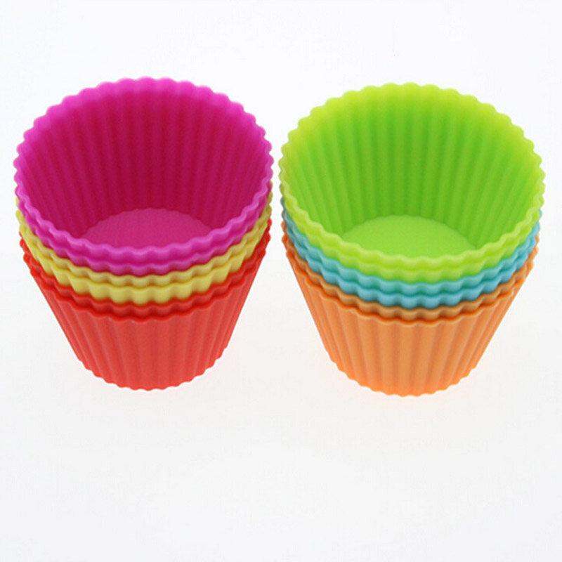 Houseeker 12 Cái Khuôn Lót Bánh Cupcake Bằng Silicon Muffin, Cốc Bánh Nhà Bếp Dụng Cụ Nướng Bánh Dụng Cụ Làm Bánh, 7Cm