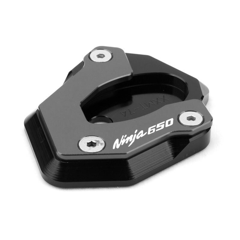 For kawasaki ninja650 ninja650r ninja 650 2017-2024 motorcycle cnc kickstand foot side stand extension support plate pad with logo