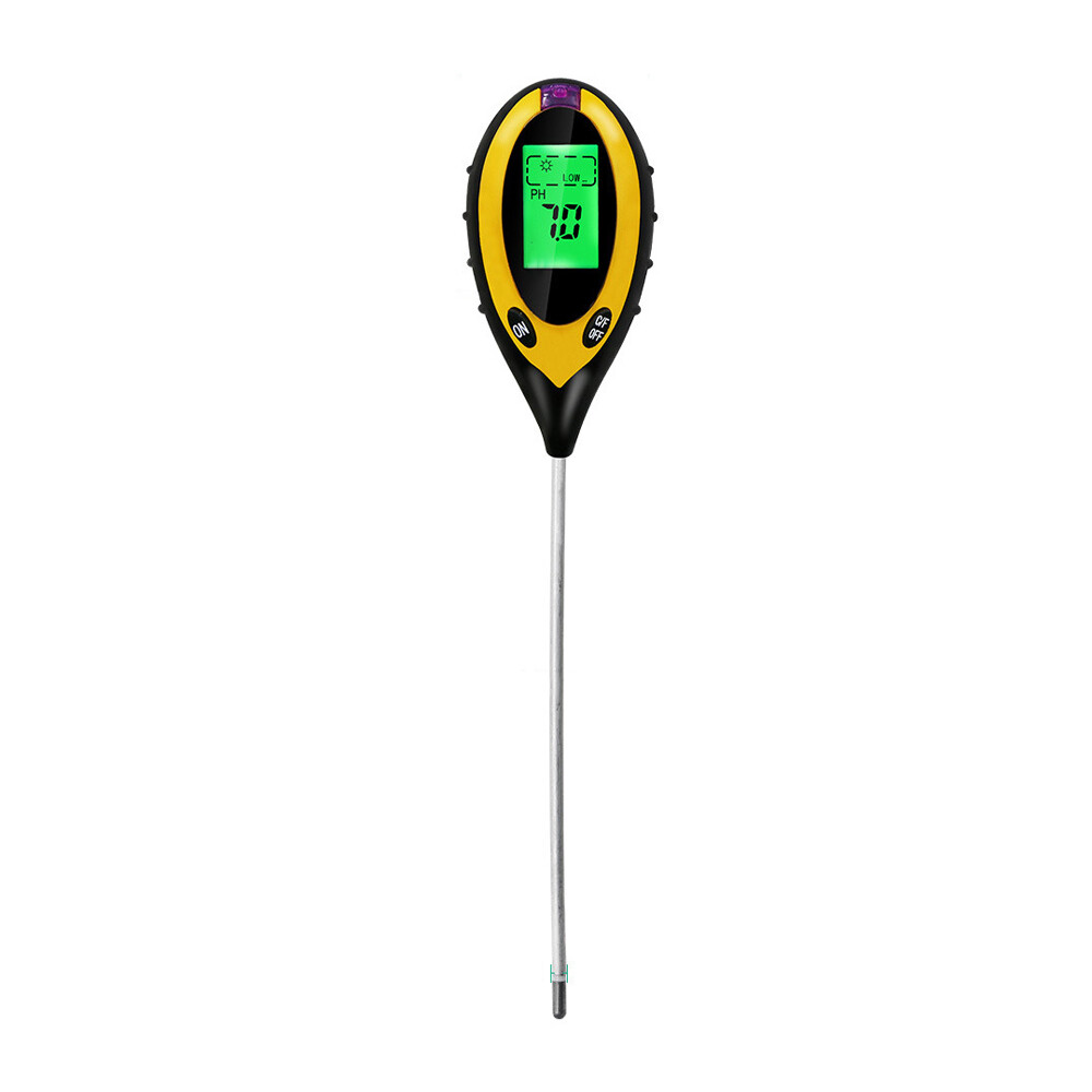 4in1 Digital Soil Analyzer Multifunctional Soil Tester Sunlight Intensity PH Value Moistures Temperature Detector Meter Potted Crops Planting Cultivating Tool with Dial for Field Garden Greenhouse