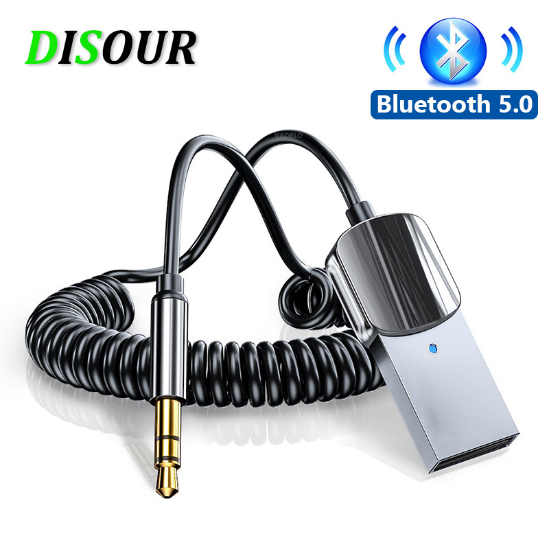 DISOUR Bluetooth 5.0 Aux Adapter Car Wireless Receiver USB To 3.5mm Jack Audio Music Mic Handsfree Car Kit Speaker Transmitter