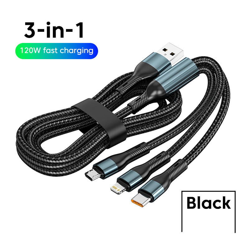 Greenyeah 120w 3 in 1 fast charging cable type c micro usb cable usb c data cord wire