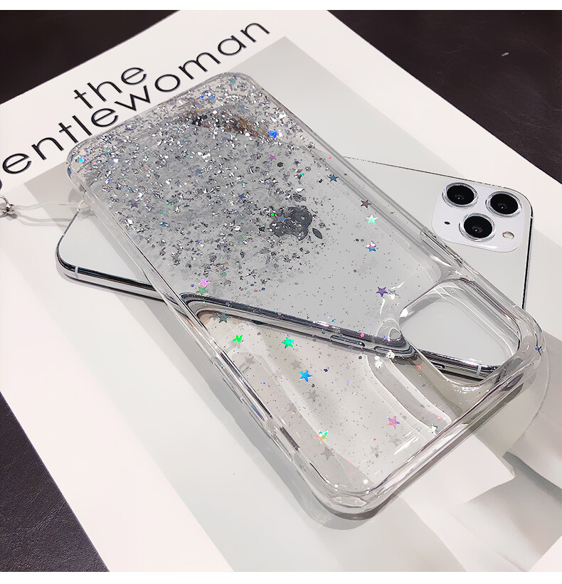 TOPZERO Ốp Lưng Điện Thoại Ngôi Sao Lấp Lánh Sang Trọng Cho iPhone 12 Pro Max iPhone 12 Mini iPhone 7 8 Plus 6 6S Plus 11 Pro Ốp Lưng Silicon Lấp Lánh Mềm Cho iPhone 11/11 Pro Max XS Max X XS XR
