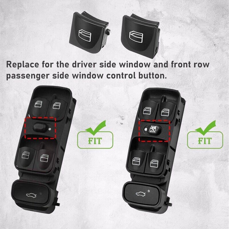 Left+Right Car Window Windshield Control Power Switch Black Button Cover A2038210679 For Mercedes Benz W208 W203 C CLK