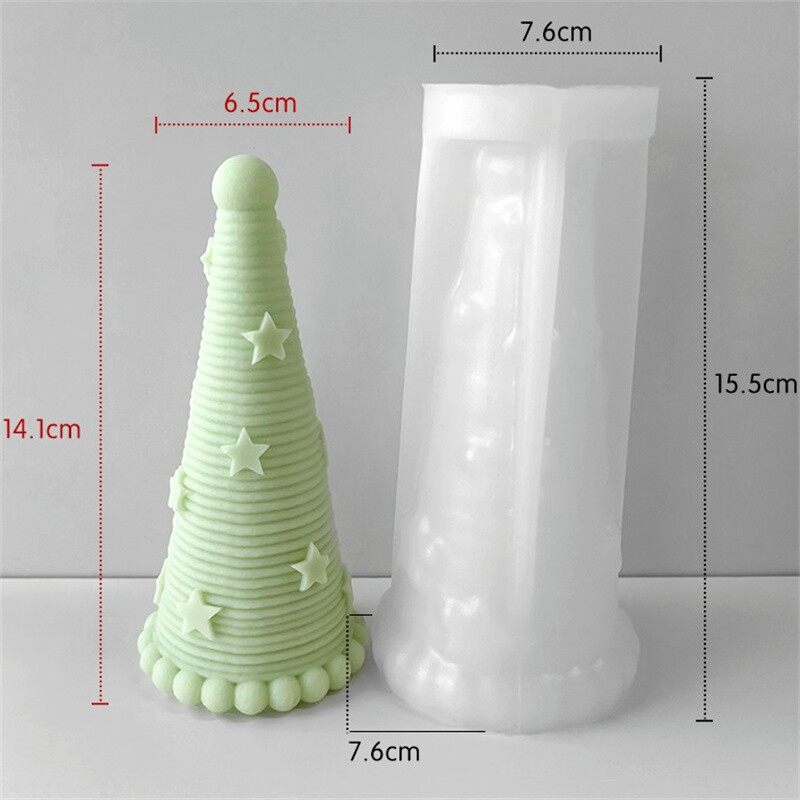 Cake Making Mould Cone Candle Mold Gift Christmas Decor Soap Silicone Santa Hat Star Button Stripe