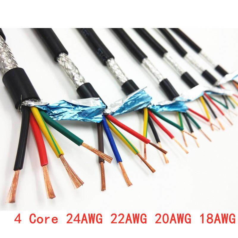 22AWG 2/3/4/5 Core Shielded Cable 1เมตรทองแดงบริสุทธิ์ RVVP Shielded ...