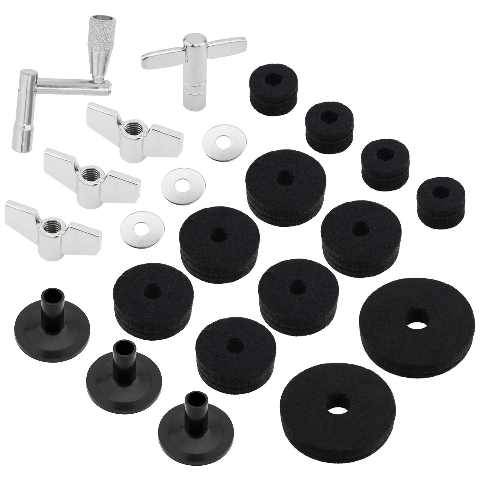 SLADE 23PCS Drum Cymbal Felt Pads Parts Replacement Kits with Cymbal Sleeves & Wing Nuts & Washers & Wool Felt Pads