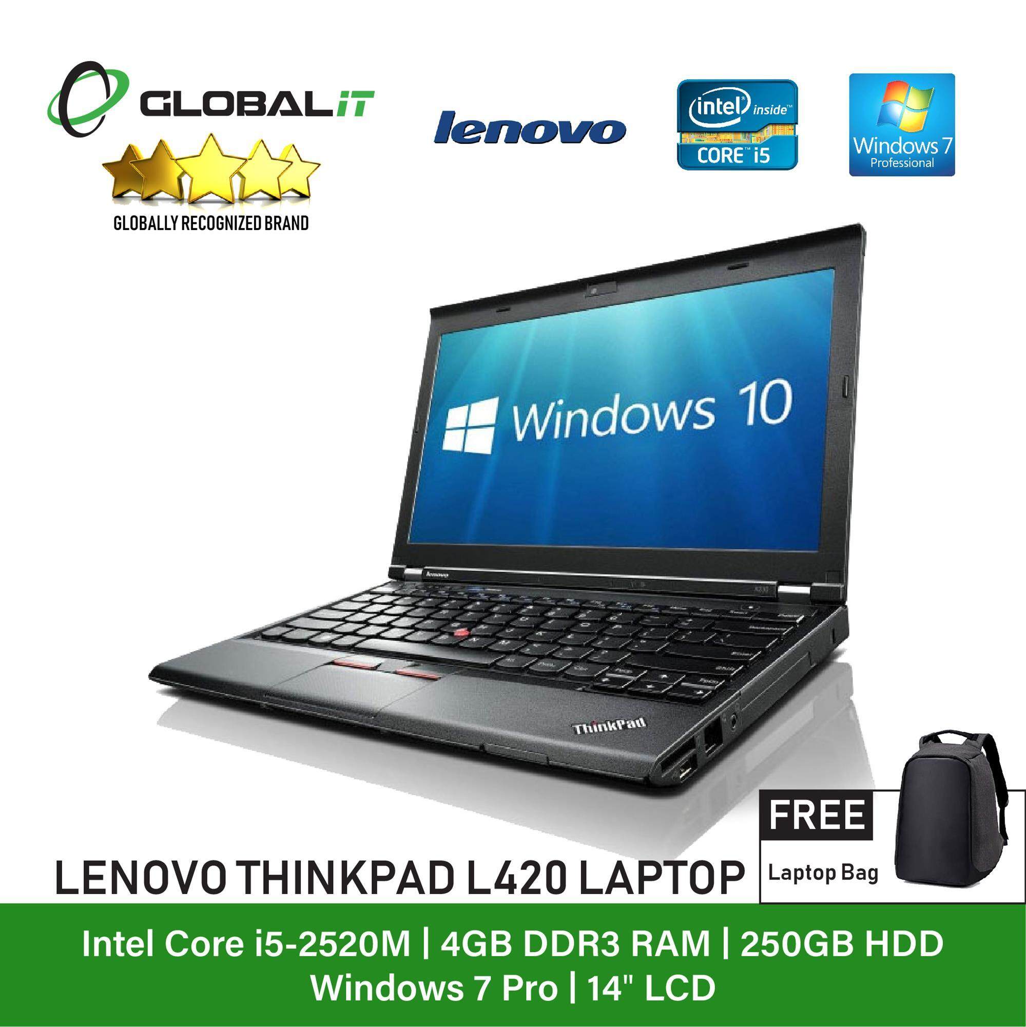 (Refurbished Notebook) Lenovo Thinkpad L420 Laptop / 14 inch LCD / Intel Core i5-2520M / 4GB Ram / 250GB HDD / WiFi / Windows 7 Malaysia