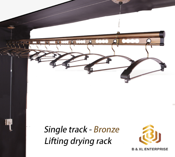 B & XL Single Track Ceiling Mounted Lifting Drying Rack / Lifting Clothes Hanger 2.0Meter/2
