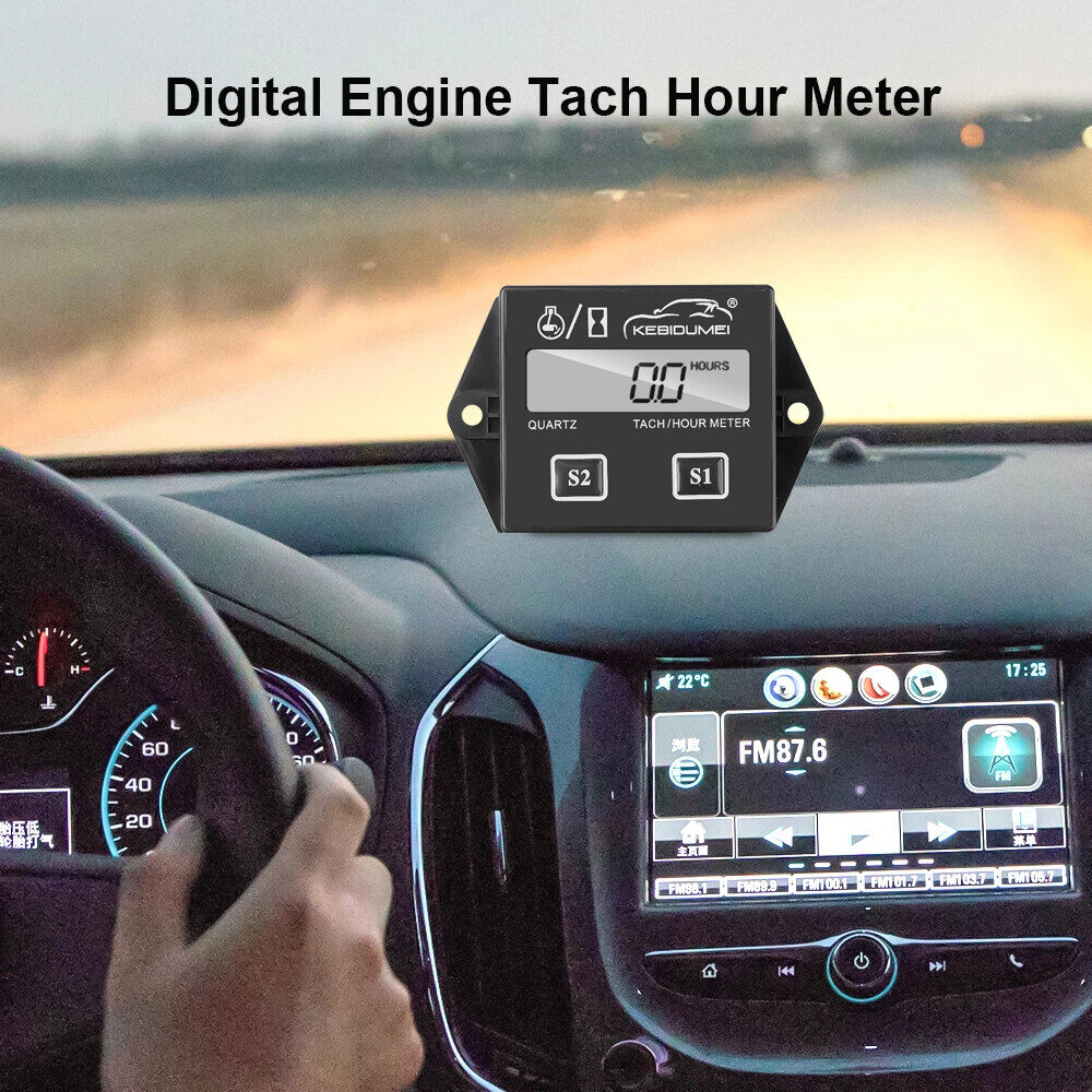 Kebidumei Đồng Hồ Đo Giờ Tốc Độ 2 & 4 Thì Màn Hình LCD Kỹ Thuật Số Đồng Hồ Đo Giờ Đồng Hồ Đo Động Cơ Cảm Ứng Cho Xe Máy Thuyền Ô Tô Xe Đạp