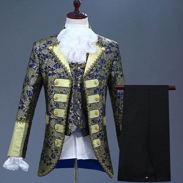 Medieval King Prince Jacket Pant Full Set Mens Halloween Party Cosplay Costume