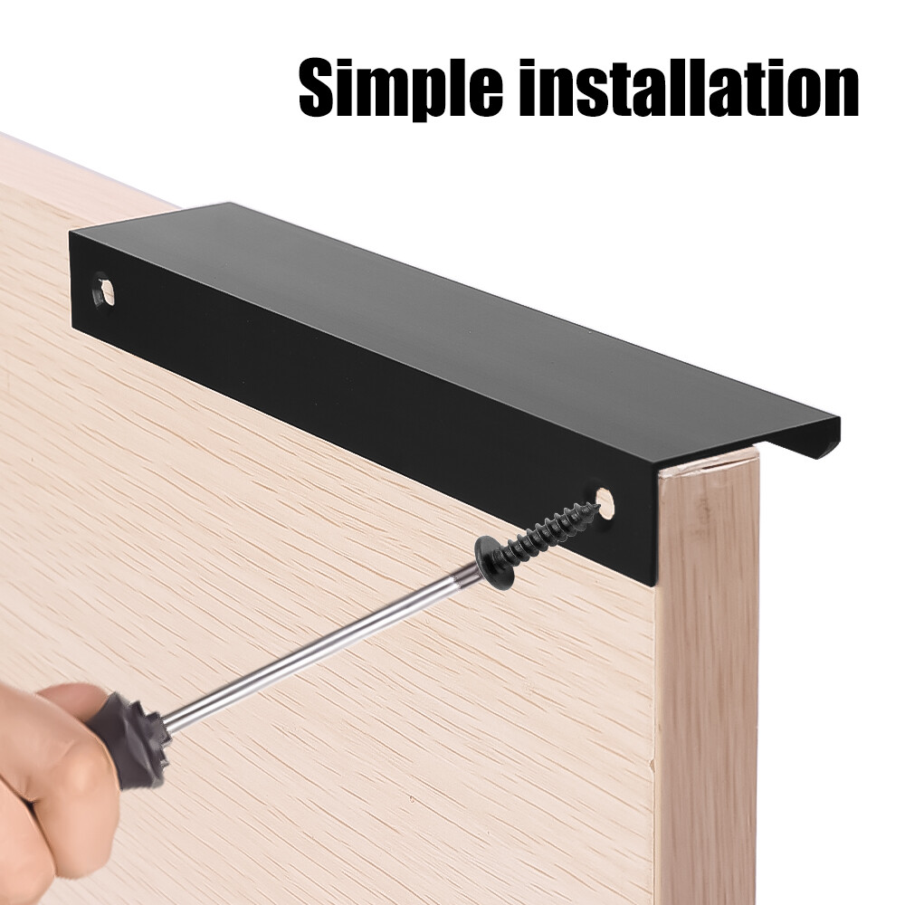 Black Hidden Cabinet Pulls Aluminum Alloy Kitchen Cupboard Handles Drawer Knobs Furniture Handle Bedroom Hardware