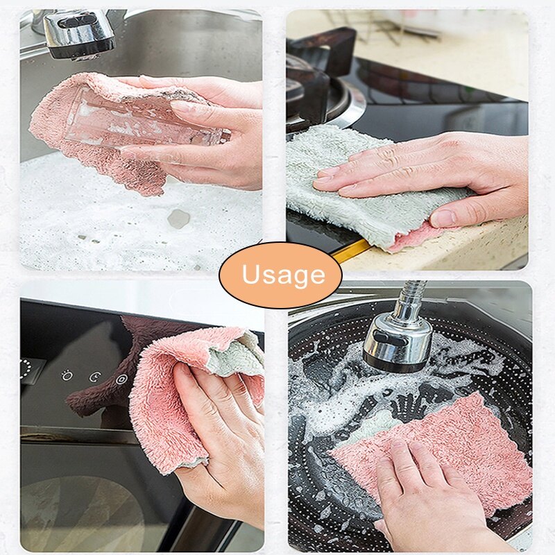 25*25cm Super Absorbent Microfiber Dish Cloth Household Tableware Cleaning Towel Kitchen Tools Gadgets