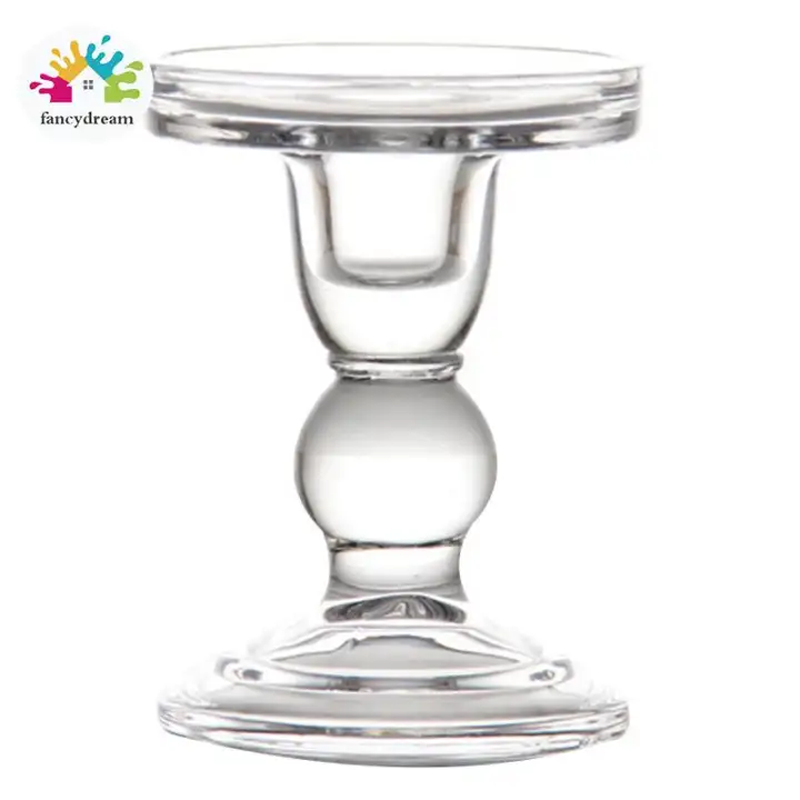 Fancydream High Candlestick Transparent Glass Candle Holders