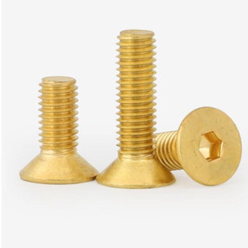 2-20pcs din7991 m2 m2.5 m3 m4 m5 m6 m8 pure brass flat hex hexagon socket countersunk head screws
