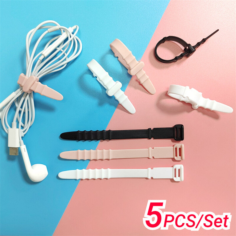 5pcs Universal Fishbone Cable Management Charging Line Earphone Wire Organizer Portable Cable Winder Wrap