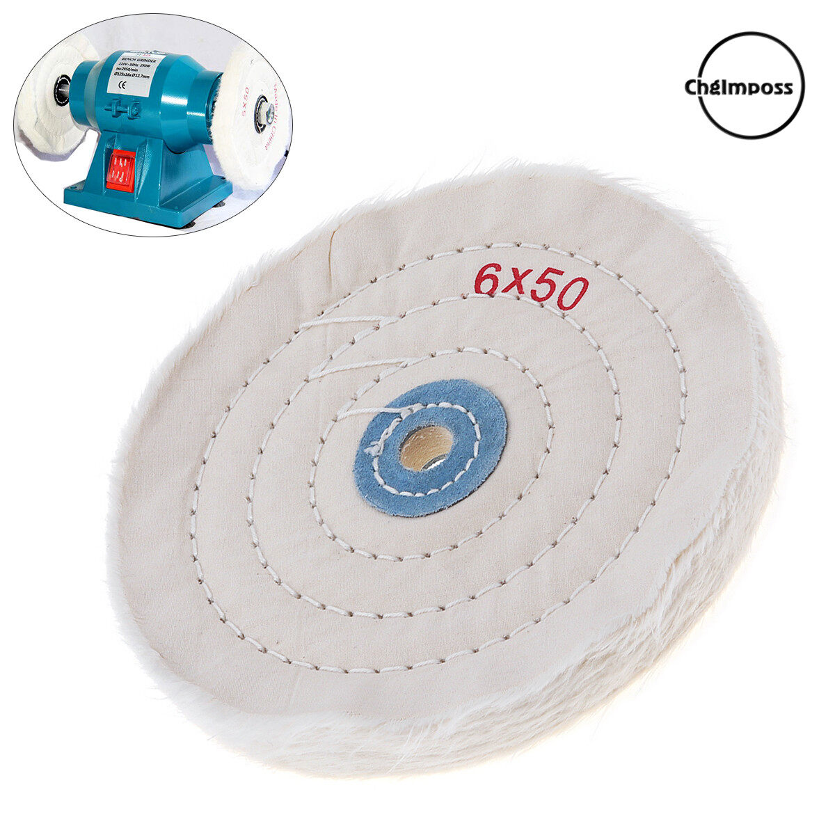 ChgImposs 6 Inch Cloth Buffing Pad Polishing Wheel 1/2 in Arbor Buffer Polish Grinder White Pad