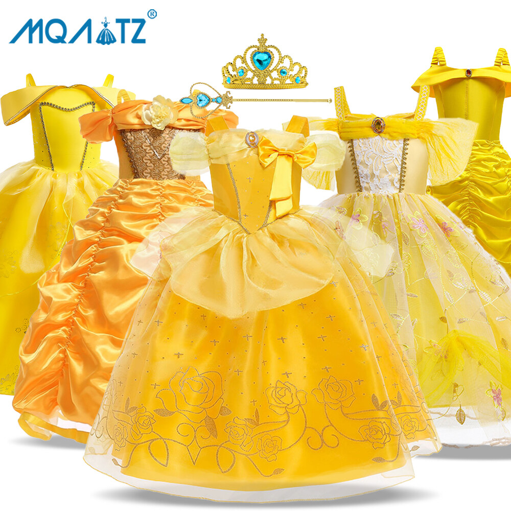 MQATZ Girls Belle Dress Kids Ball Gown Princess Costume For