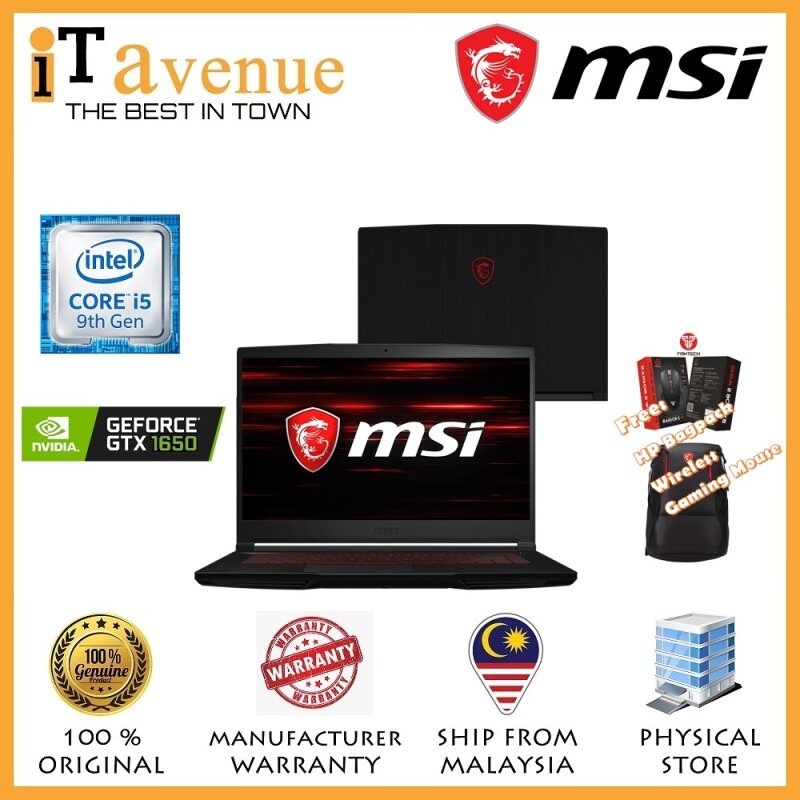 MSI GF63 9SC-891 Thin Bezel Gaming Laptop (i5-9300H, 4GD4, 256GB NVMe SSD,15.6FHD-IPS, GTX1650-4GB GDDR5, WIN10H, 2YR) Malaysia