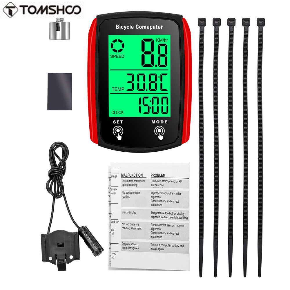 TOMSHOO Wired Bike Computer LED Digital Bicycle Speedometer Odometer Touchscreen Cycling Computer Waterproof with Backlight for Mountain Road Bike