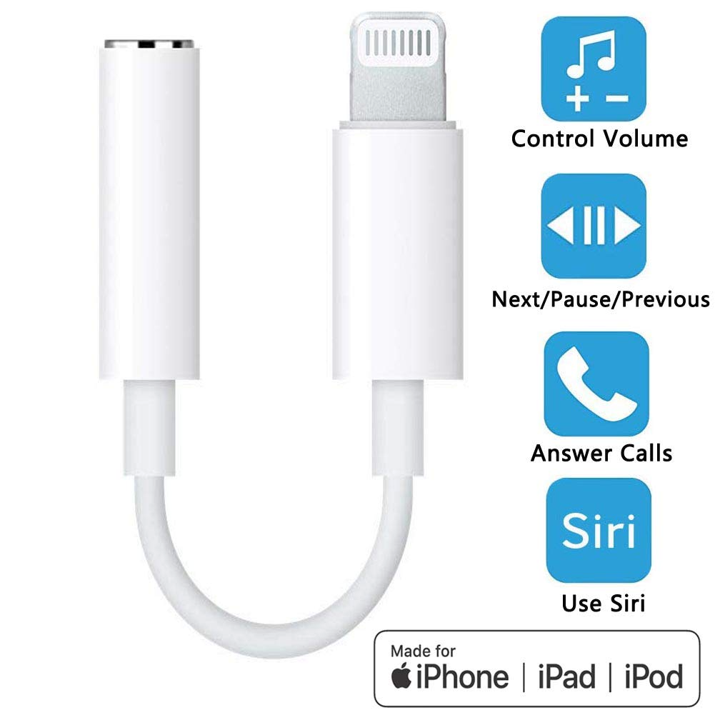 Lightning to 3.5mm Jack AUX Cable Made for iPhone Lightning to Headphone Jack Adapter Dongle [ MFi Certified ] Earbuds Headphone Converter for iPhone 12/12Pro/SE/11/Pro/Pro Max/XR/Xs/Xs Max/X/8/7,Music Control,Calling&Siri Supported