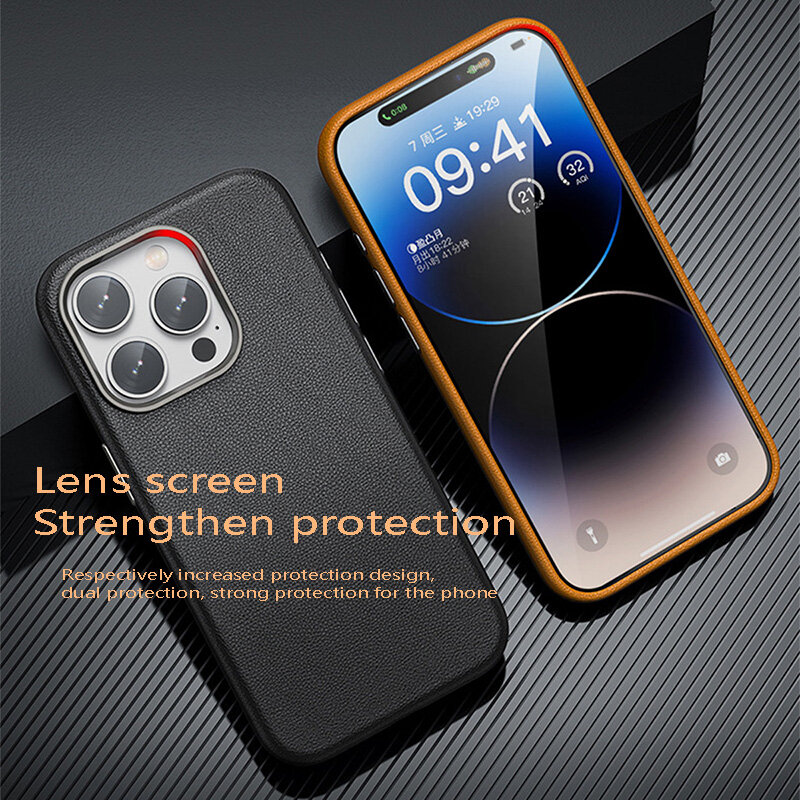 MagSafe Magnetic attraction Plain leather phone case for iPhone15 Pro Max protective case for iPhone15 Pro 15Plus full package shockproof phone case
