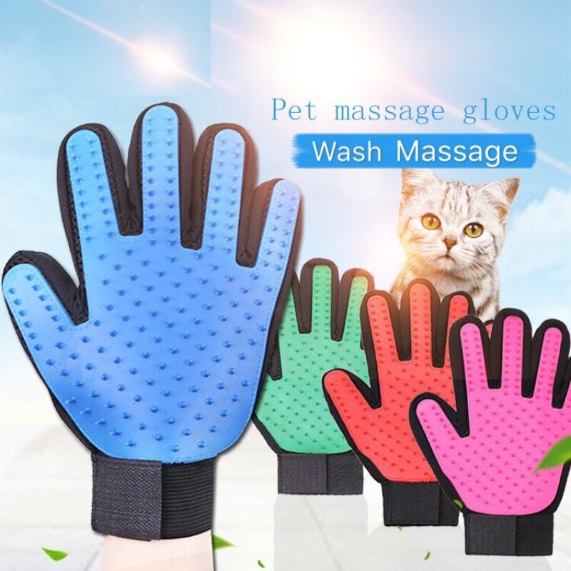 Jianjia28 Pet Cao Su Tắm Găng Tay Pet Comb Dog Phụ Kiện Mèo Phụ Kiện Nổi Tóc Massage Găng Tay
