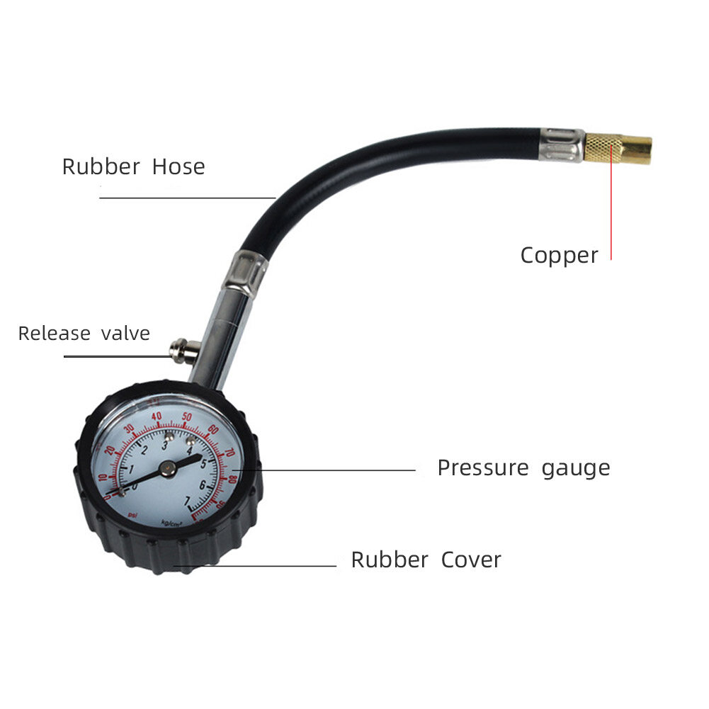 [Ready Stock] Long Tube Tire Pressure Gauge Meter Highprecision Tyre