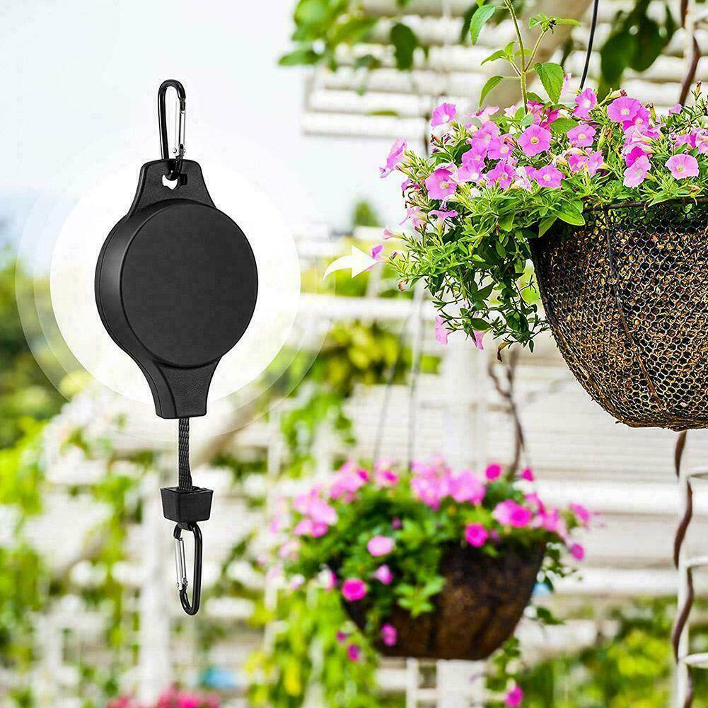 Lifting and Telescopic Flower Basket Hook Retractable Hook Hanging Pull Down Plant Basket Adjustable Hangers for Gardening Flower Pots Plant