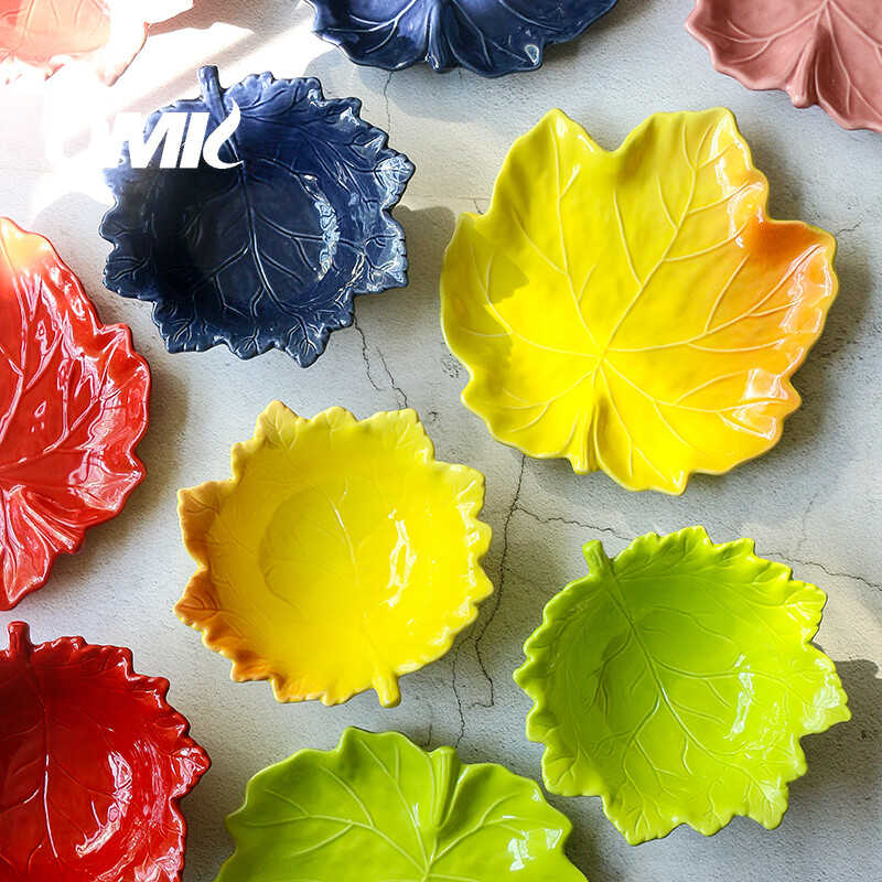 OMK Maple leaf shaped Ceramic plates and salad bowls